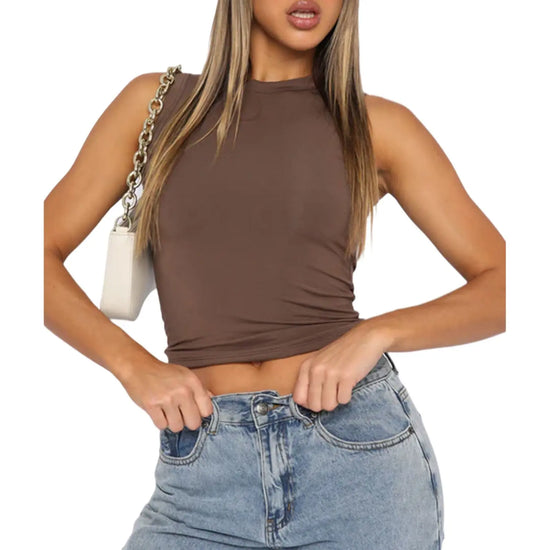 Strechy Sleeveless Cropped Tee - Clementine Lea's boutique