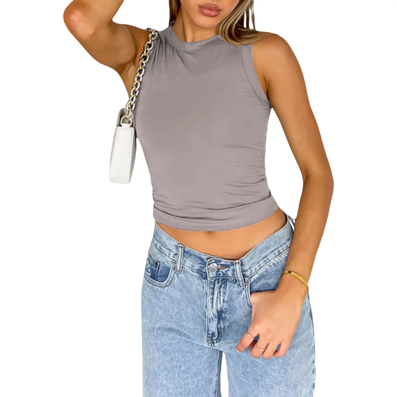 Strechy Sleeveless Cropped Tee - Clementine Lea's boutique