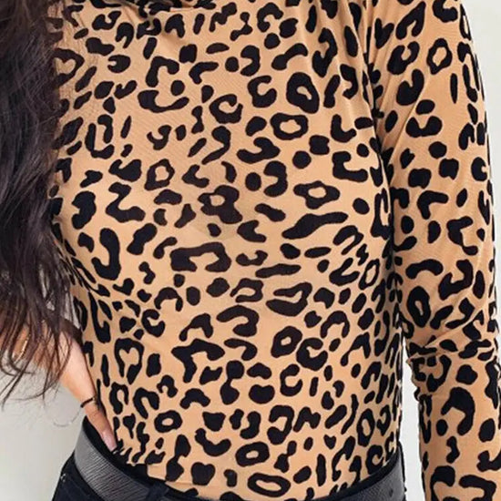 Leopard Print Long Sleeves Turtleneck Top Clementine Lea's boutique
