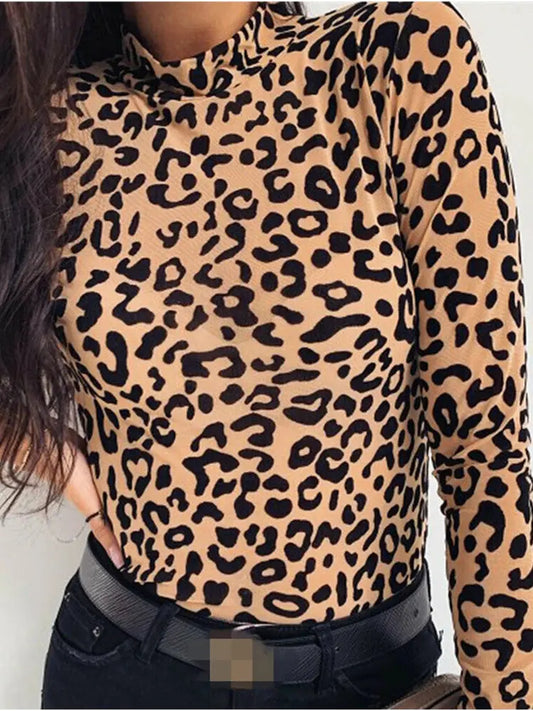 Leopard Print Long Sleeves Turtleneck Top Clementine Lea's boutique
