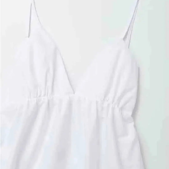 Backless White V-Neck Dress Clementine Lea's boutique